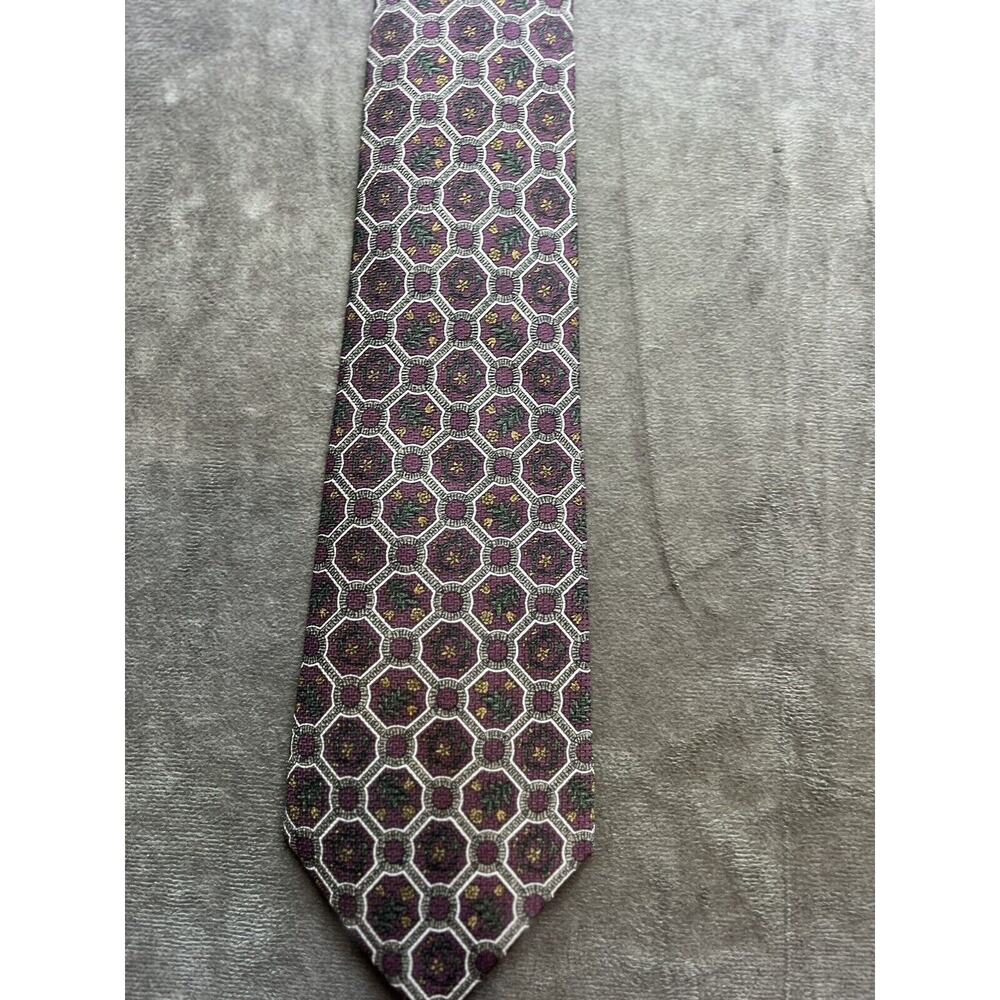 Vintage Countess Mara Geometric Medallion Pattern Usa Silk Necktie Octagon‎